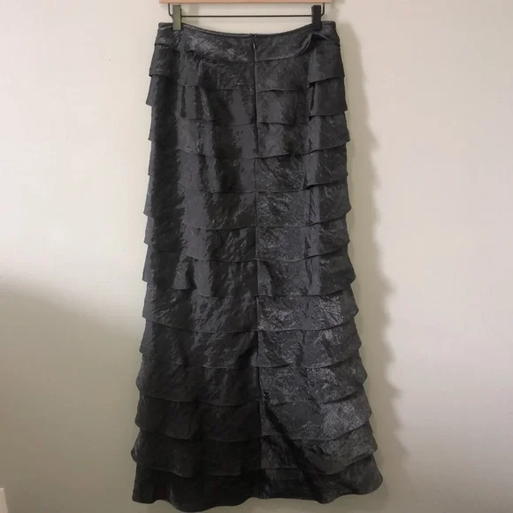 Adrianna Papell 2 Piece Formal Dress Top and Full Length Skirt Grey Metallic - Picture 10 of 13